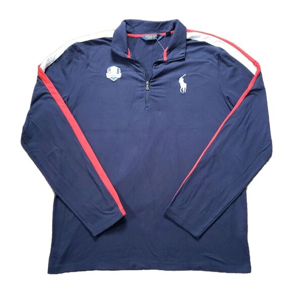 Polo Ralph Lauren 2014 Ryder Cup USA Size XL Mens Navy Blue 1/4 Zip Long Sleeve - Picture 1 of 6
